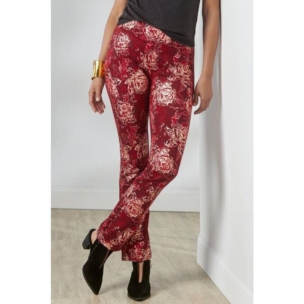 New Soft Surroundings Perfect Ponte Straight Leg Red Serrano Pants‎